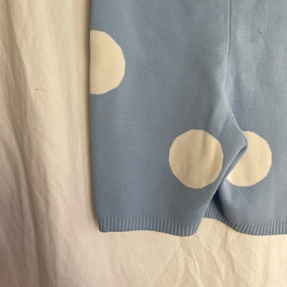 Year of Ours Fairfax Crop Top Skirt Set Blue Polka Dot Retro Preppy Mod Size XS